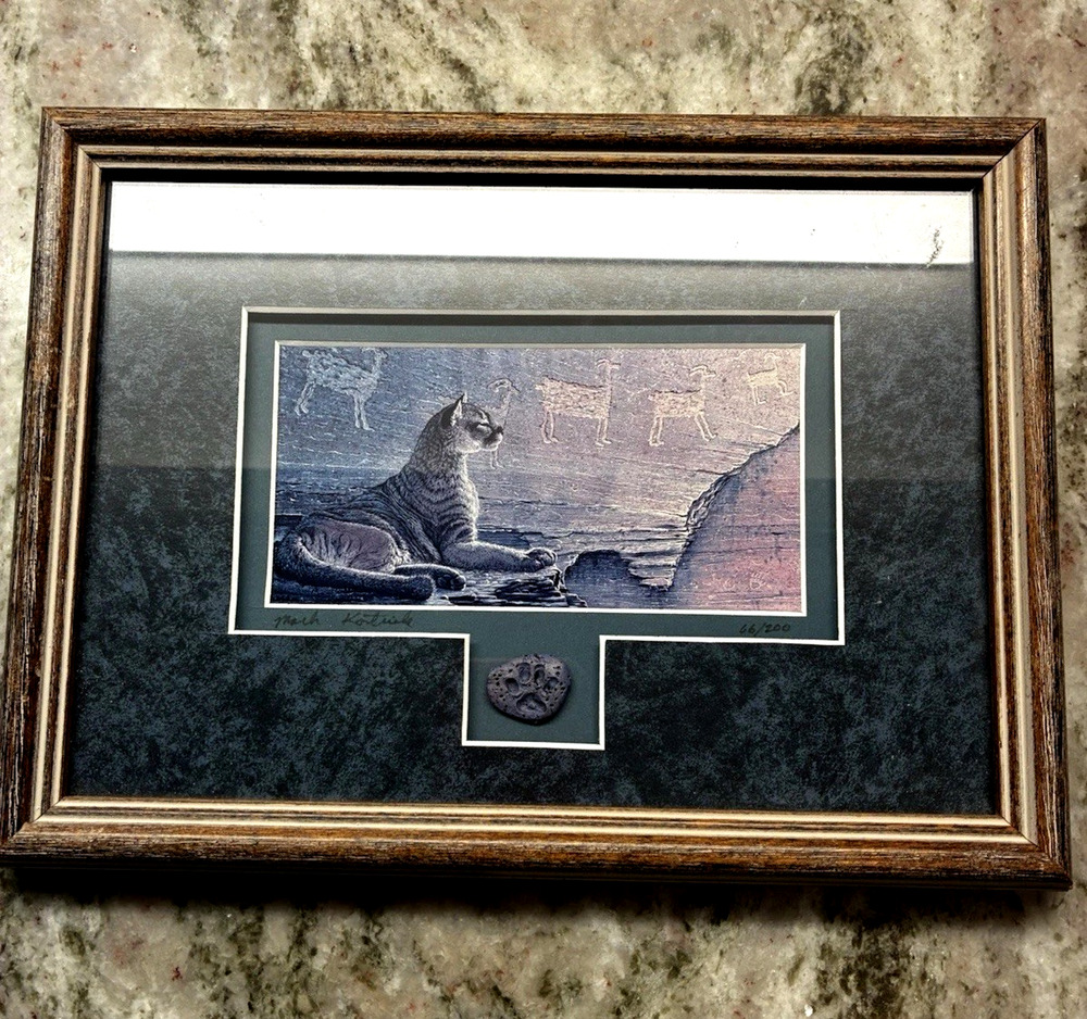 Predator of Time-Cougar w/Native American Pictographs & Paw Print Signed Kortnik